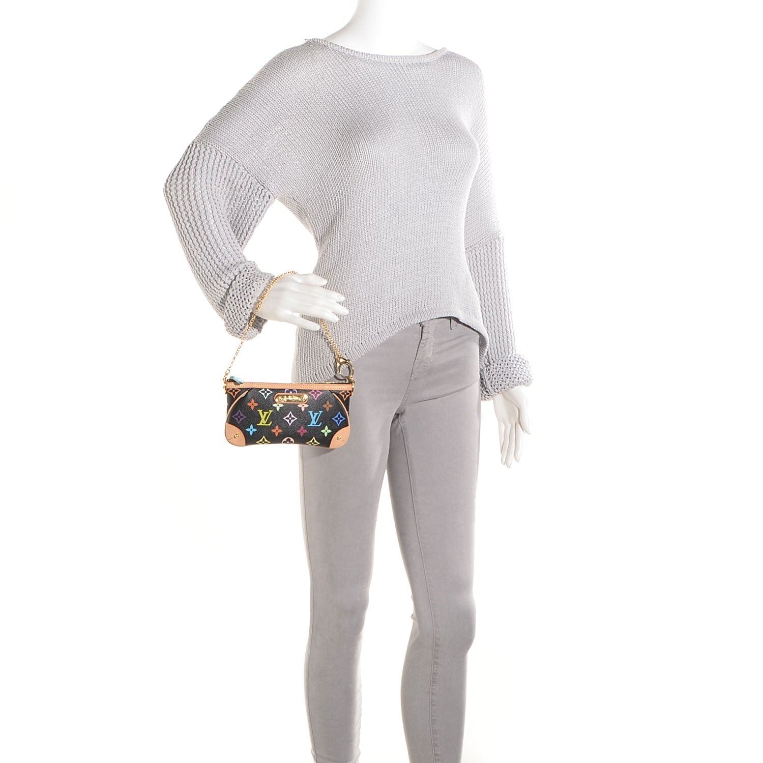 Louis Vuitton Monogram Multicolor Pochette Milla MM Black 2 of 8