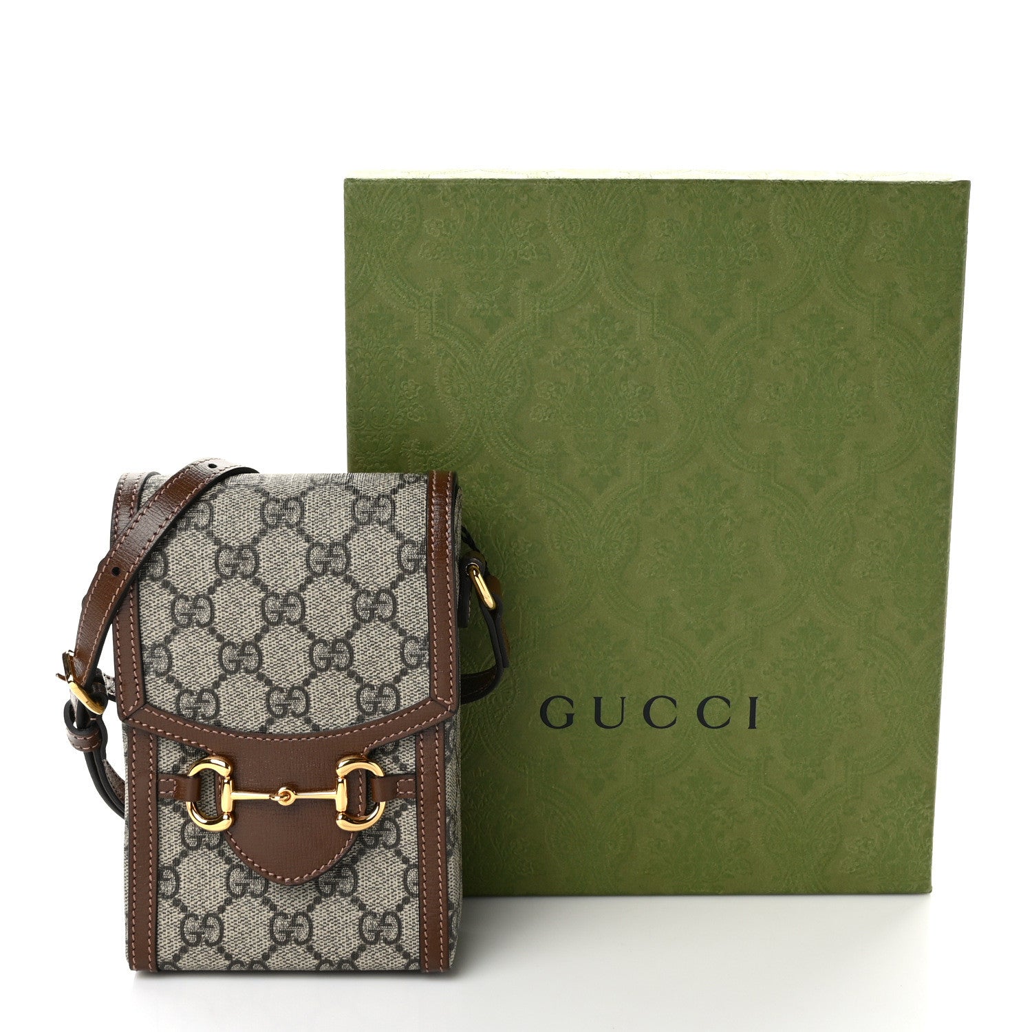 Gucci GG Supreme Monogram Mini Horsebit 1955 Crossbody Bag Beige Brown Sugar 10 of 10
