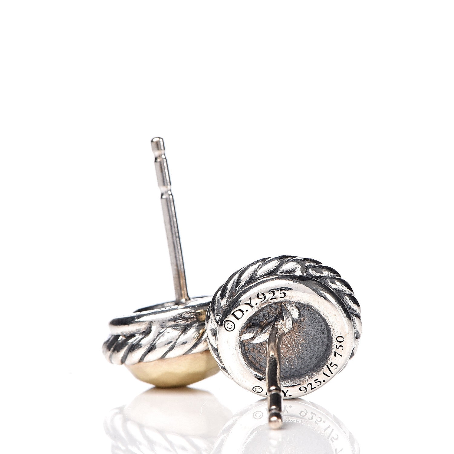 David Yurman Sterling Silver 18K Yellow Gold Chatelaine Earrings 4 of 4