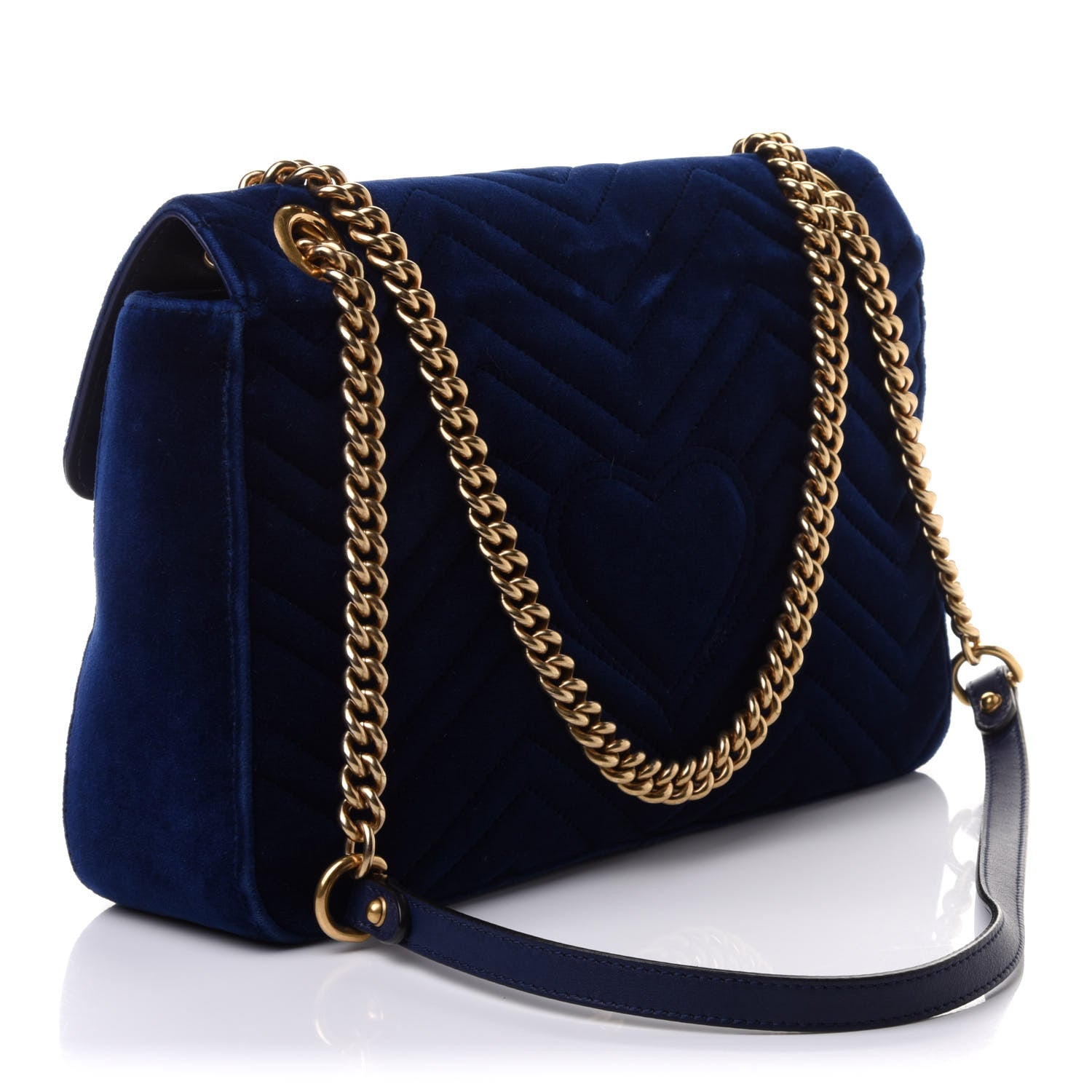 Gucci Velvet Matelasse Medium GG Marmont Shoulder Bag Cobalt Blue 3 of 11