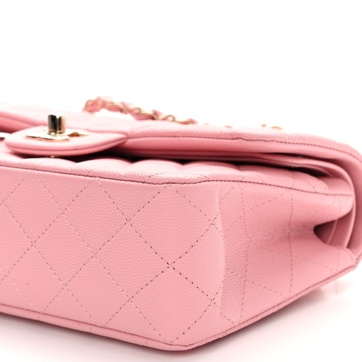 Caviar Quilted Small Double Flap Light Pink