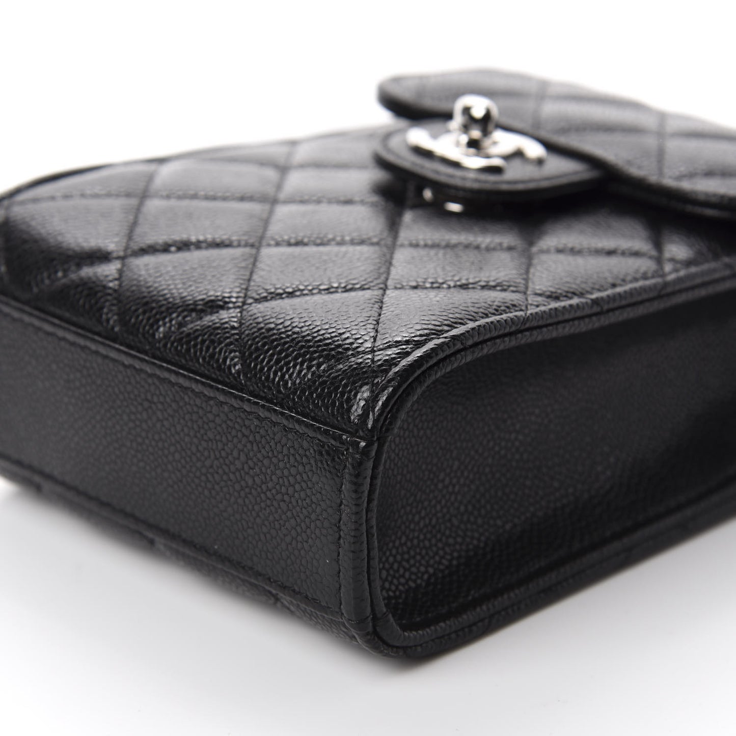 Caviar Quilted Classic Phone Holder Black