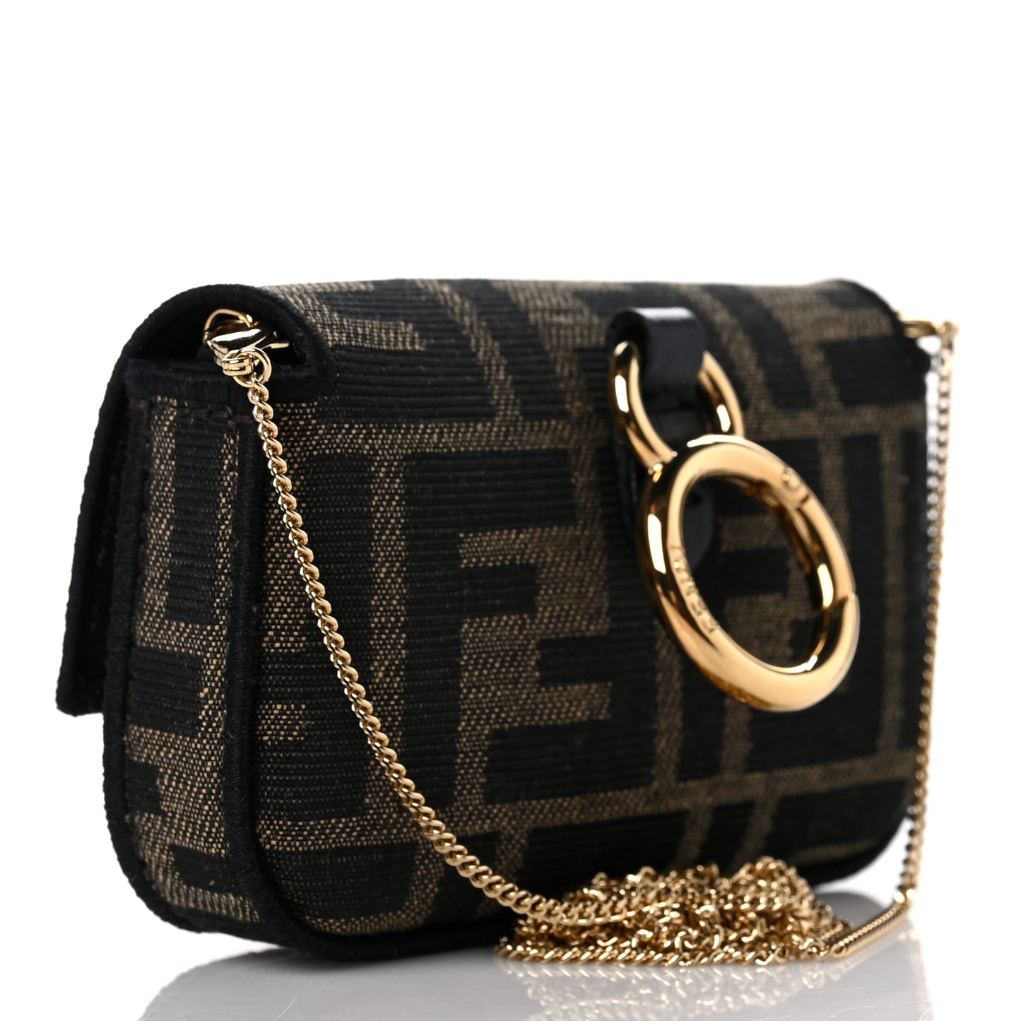 Fabric Jacquard FF 1974 Nano Baguette Charm Tobacco Moro Black