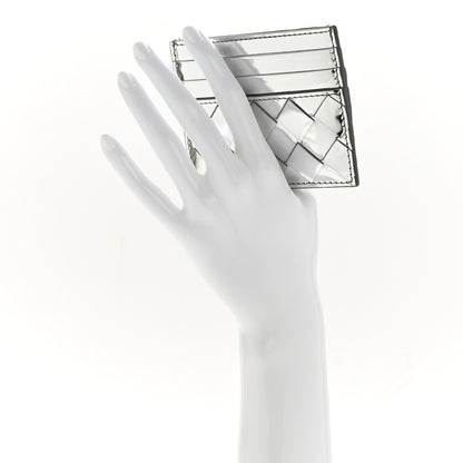 Bottega Veneta Mirror Laminated Nappa Intrecciato Card Holder Silver 2 of 9