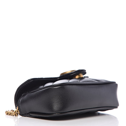 Gucci Calfskin Matelasse GG Marmont 2.0 Coin Purse On A Chain Black 5 of 10