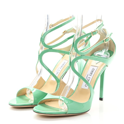 Jimmy Choo Patent Calfskin Lang Sandals 40 Peppermint 3 of 8