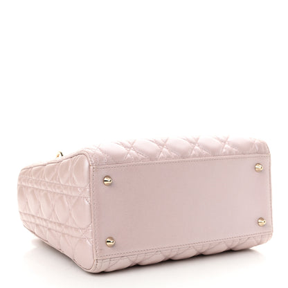 Christian Dior Pearly Lambskin Cannage Medium Lady Dior Lotus 4 of 13