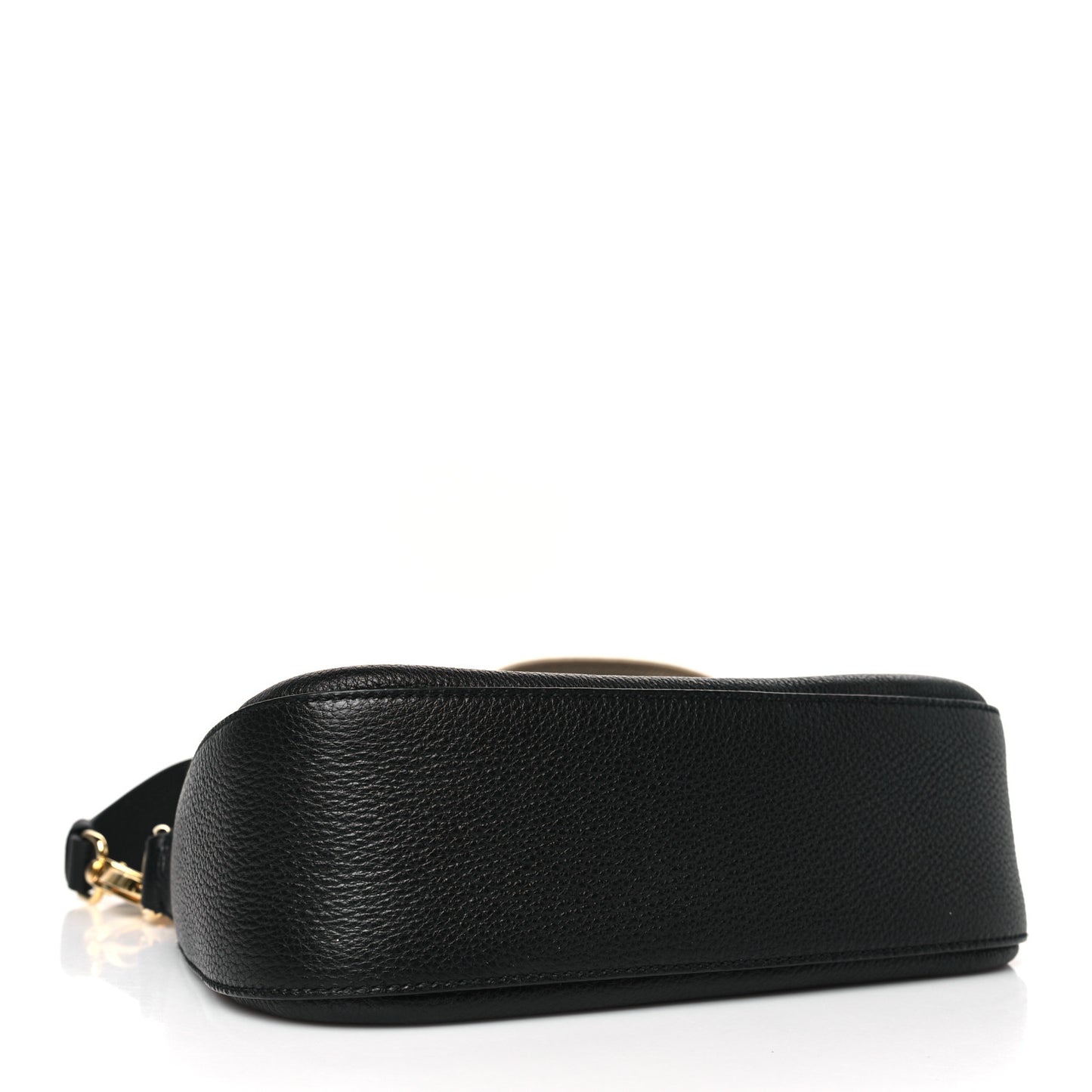 Vitello Daino Soft Zippered Hobo Shoulder Bag Black