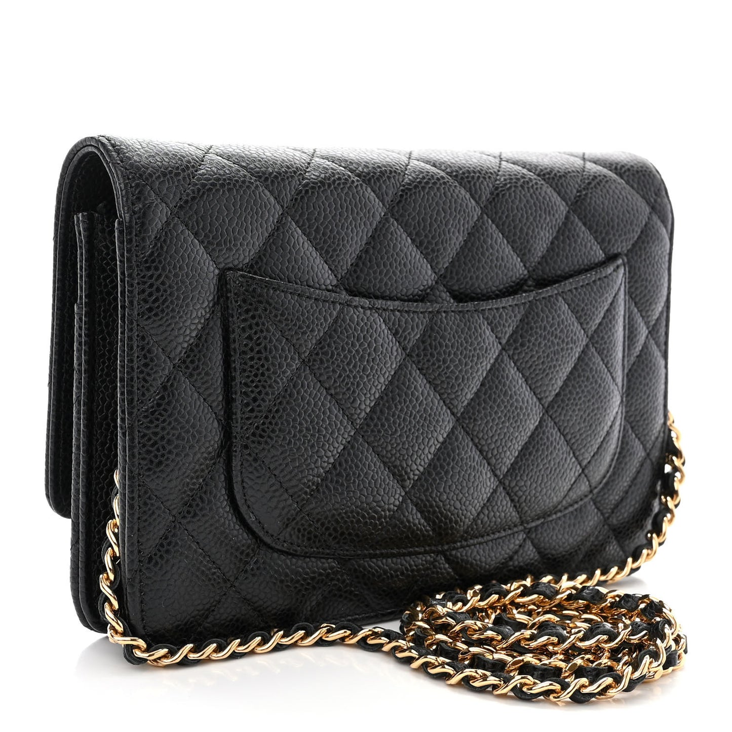 Caviar Quilted Wallet on Chain WOC Black