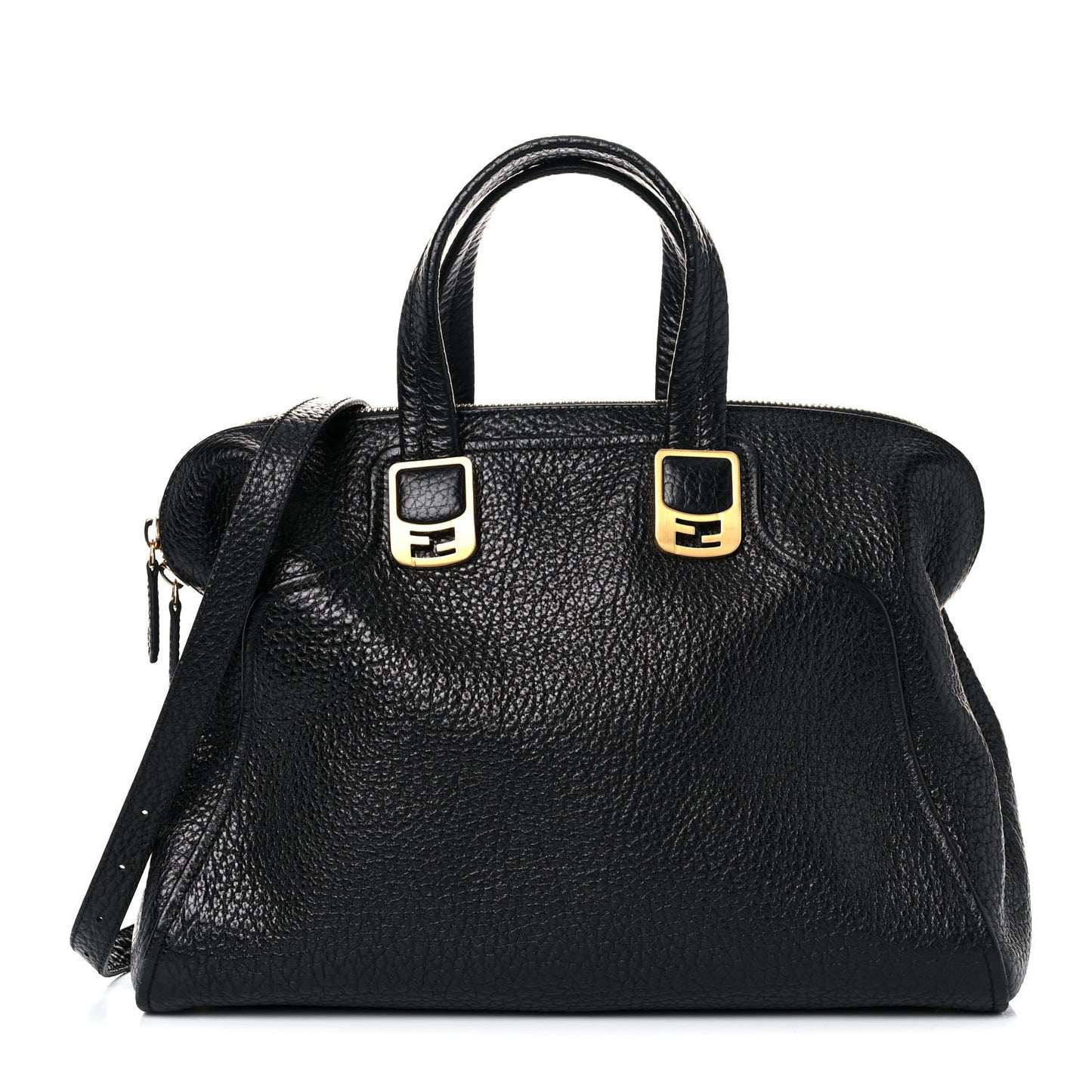 Pebbled Calfskin Large Chameleon Tote Black