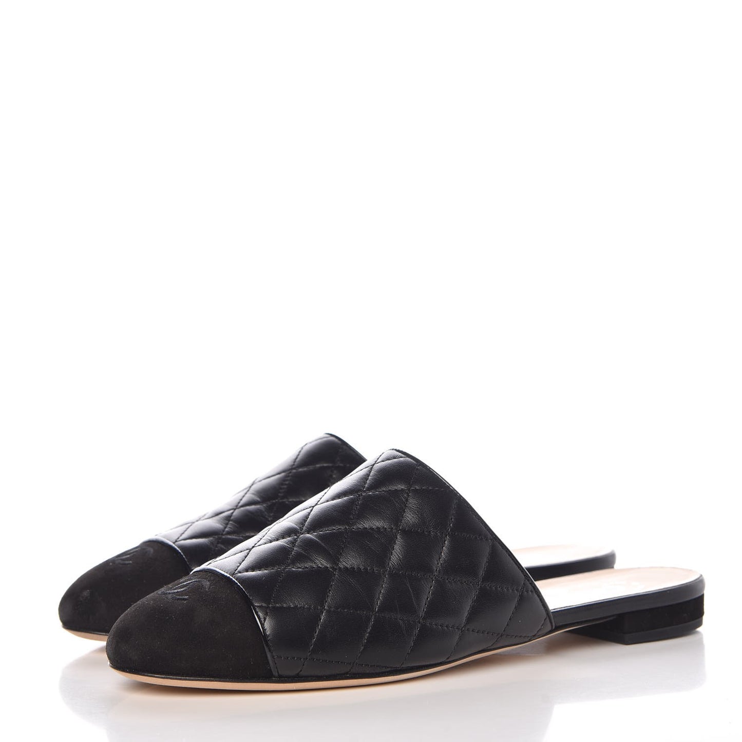 Lambskin Suede Quilted Mules 40.5 Black