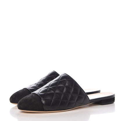 Chanel Lambskin Suede Quilted Mules 40.5 Black 3 of 11