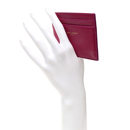 Saint Laurent Calfskin Credit Card Case Dark Red Wine 2 of 7