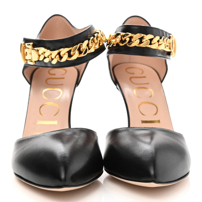 Gucci Malaga Kid Sylvie Chain Pumps 37 Black 2 of 10