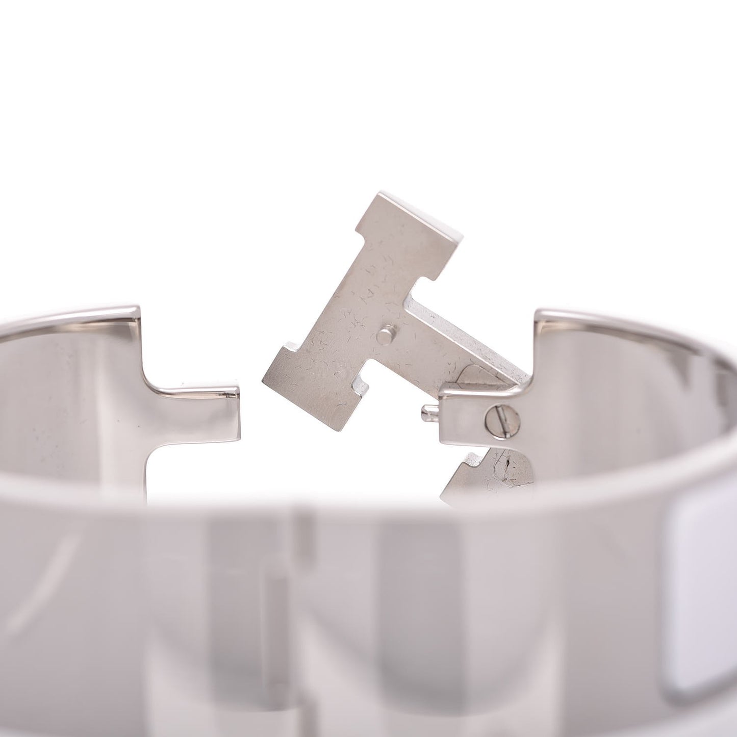 Enamel Wide Clic Clac H Bracelet GM White