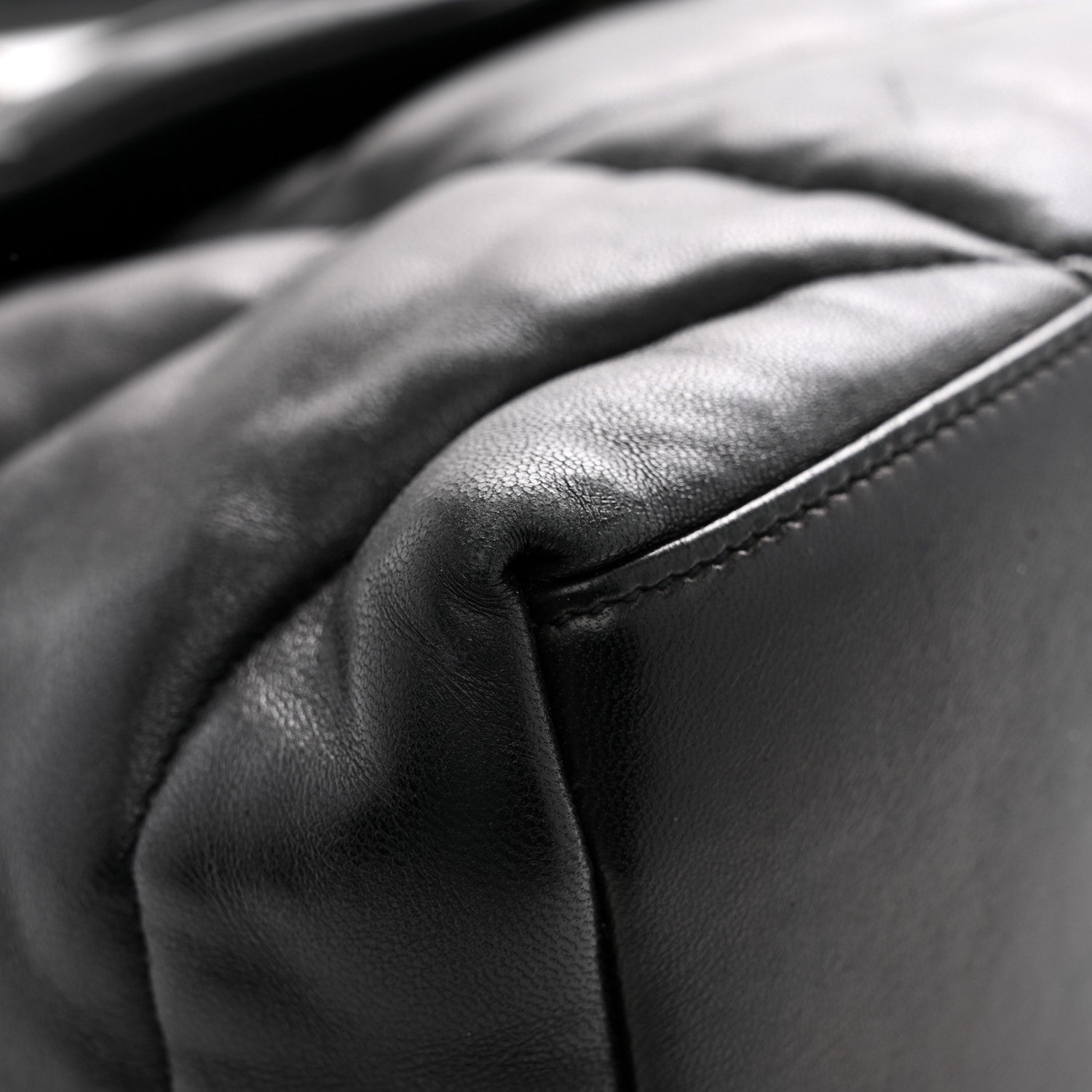 Saint Laurent Lambskin Quilted Medium Loulou Puffer Monogram Chain Satchel Black 11 of 13