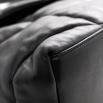 Saint Laurent Lambskin Quilted Medium Loulou Puffer Monogram Chain Satchel Black 11 of 13