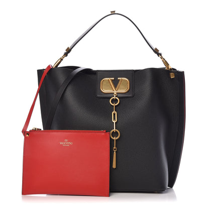 Valentino Garavani Grainy Calfskin Escape Hobo Bag Black 1 of 13