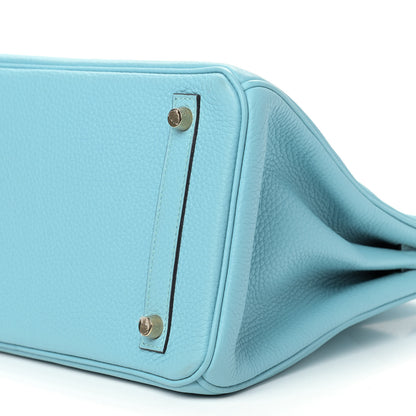 Hermes Taurillon Clemence Birkin 30 Bleu Atoll 10 of 10