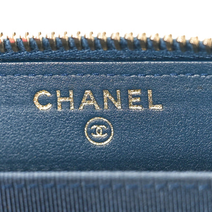 Chanel Iridescent Caviar Quilted Zip Coin Purse Dark Blue 6 of 9