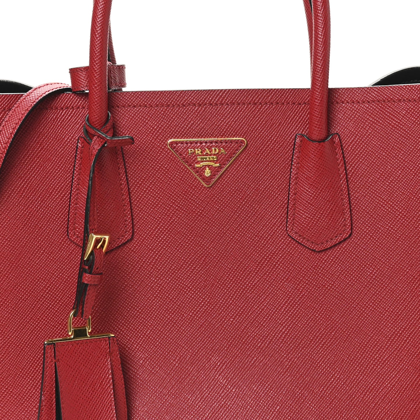 Saffiano Cuir Medium Double Bag Fuoco Black