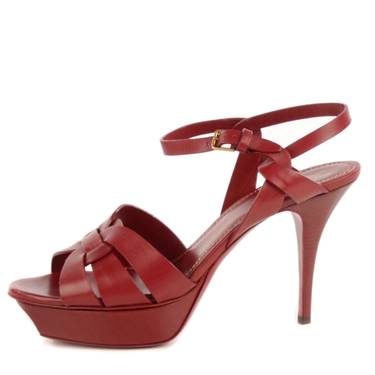 Leather Tribute 75 Platform Sandals 41 Cuoio Paint Deep Red