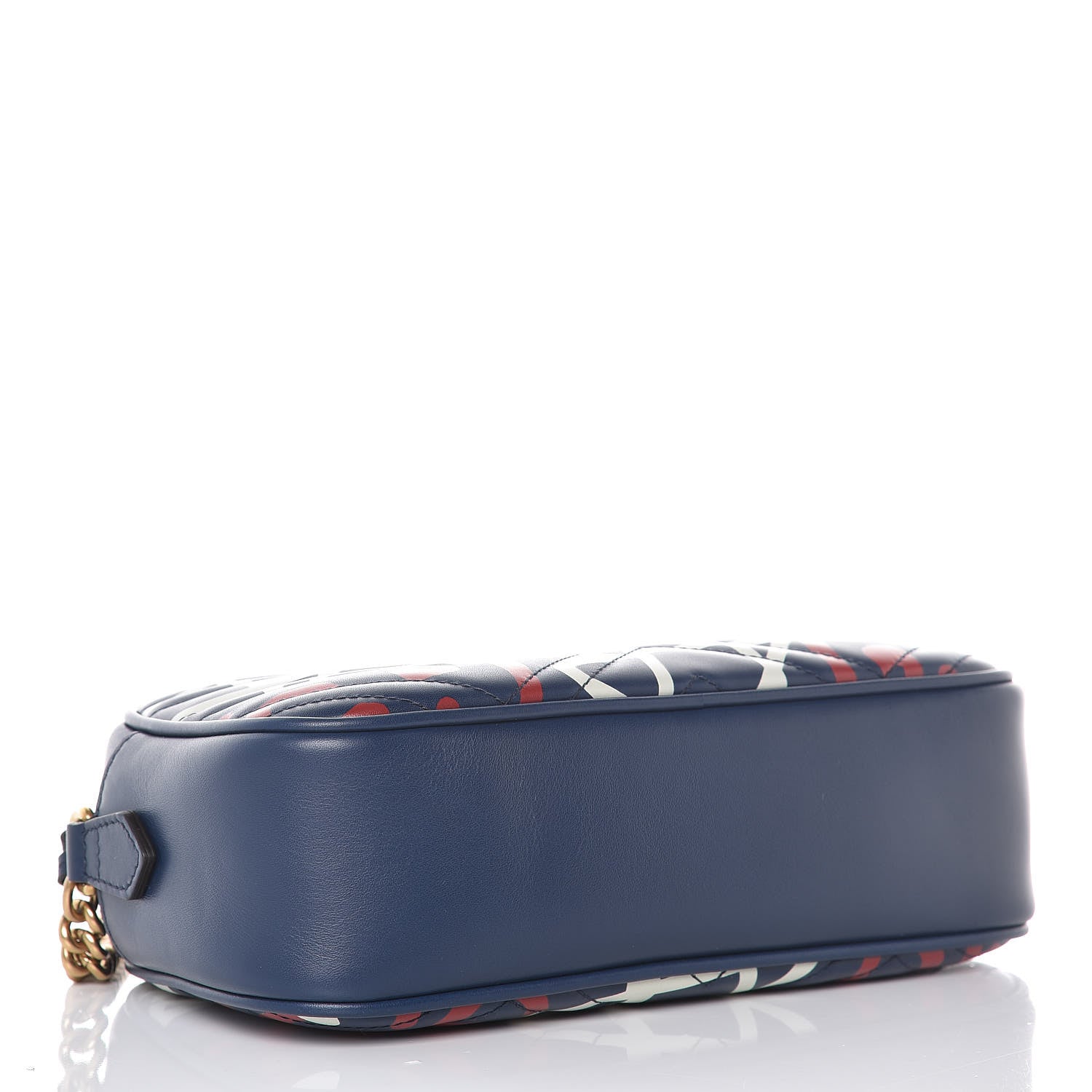 Gucci Calfskin Matelasse GucciGhost Small GG Marmont Chain Shoulder Bag Blue Agata Hibiscus Red 4 of 11