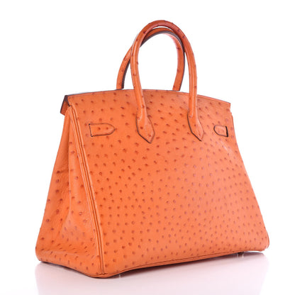 Hermes Ostrich Birkin 35 Orange 3 of 33