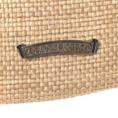 Chrome Hearts Grained Calfskin Raffia Small Cross Tote Natural Black 6 of 9