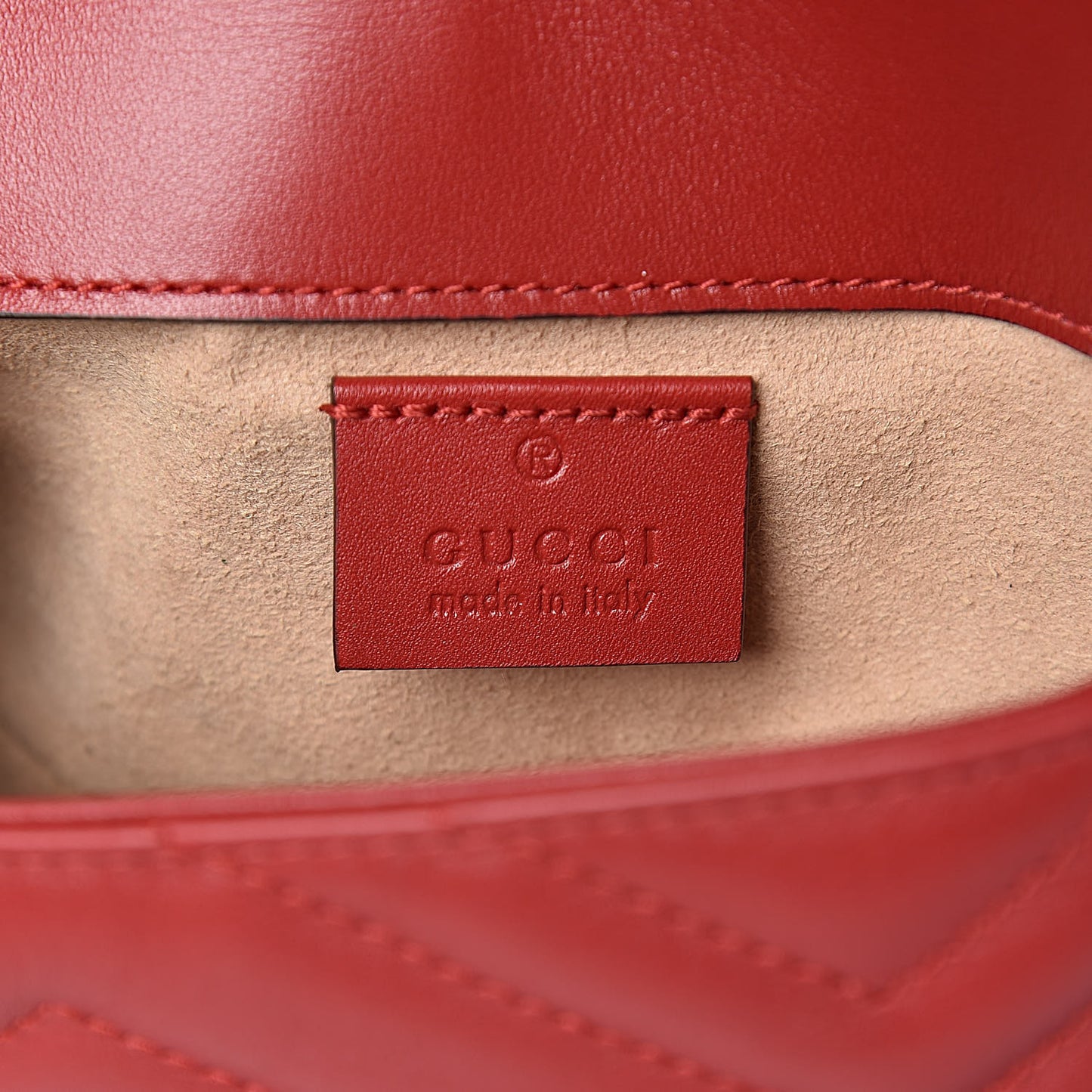 Calfskin Matelasse Super Mini GG Marmont Shoulder Bag Hibiscus Red