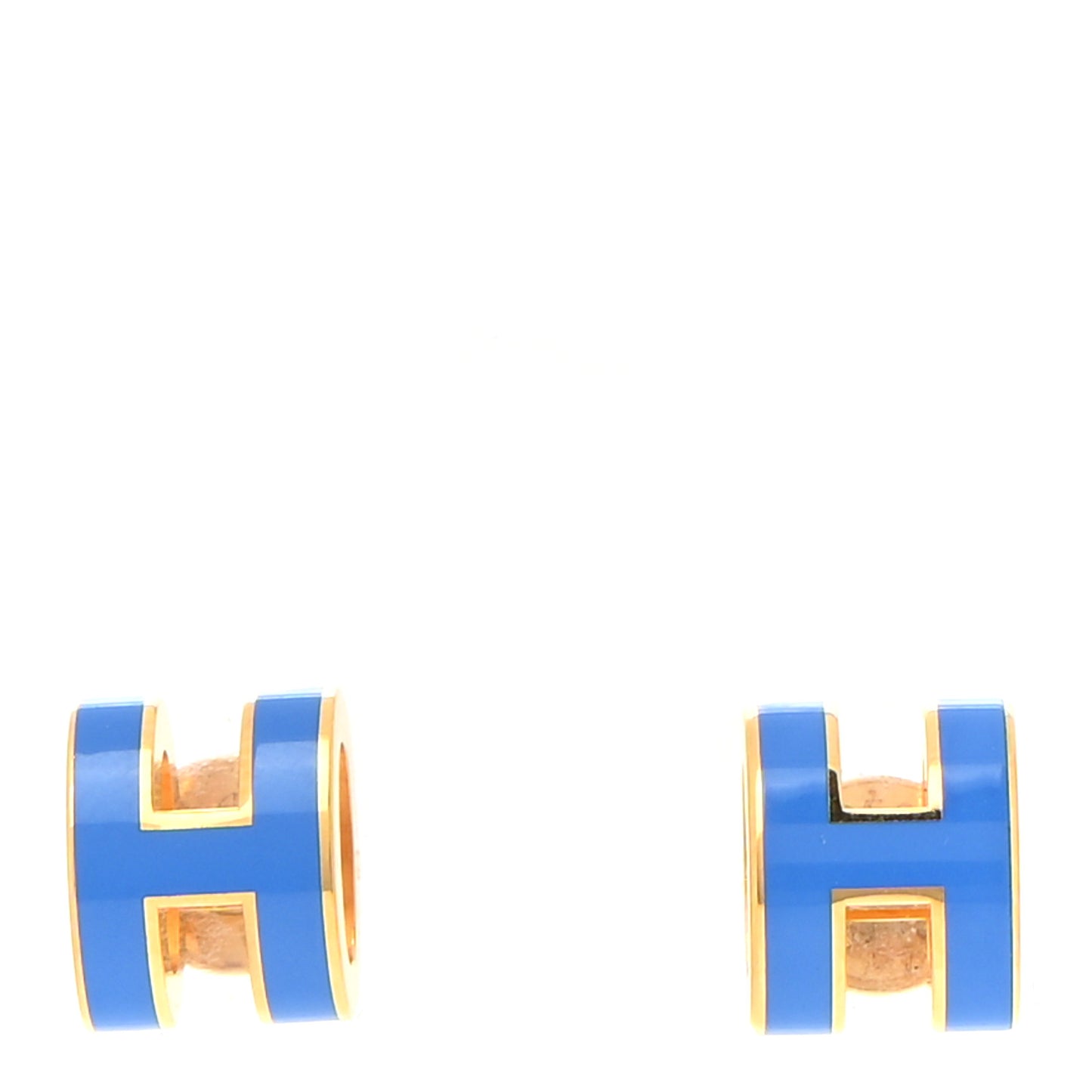 Rose Gold Lacquered Mini Pop H Earrings Bleu Sature