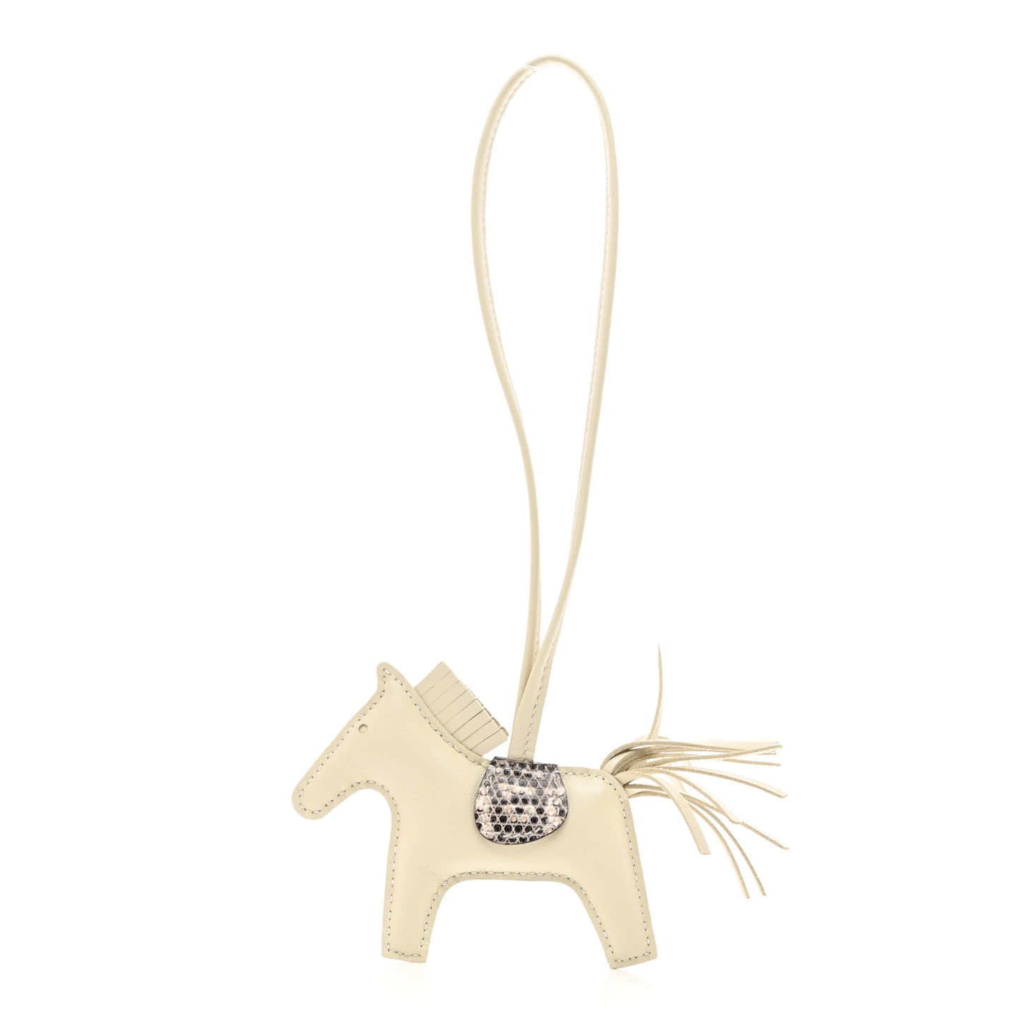 Milo Lambskin Lizard Touch Grigri Rodeo Horse Bag Charm PM Craie Ombre