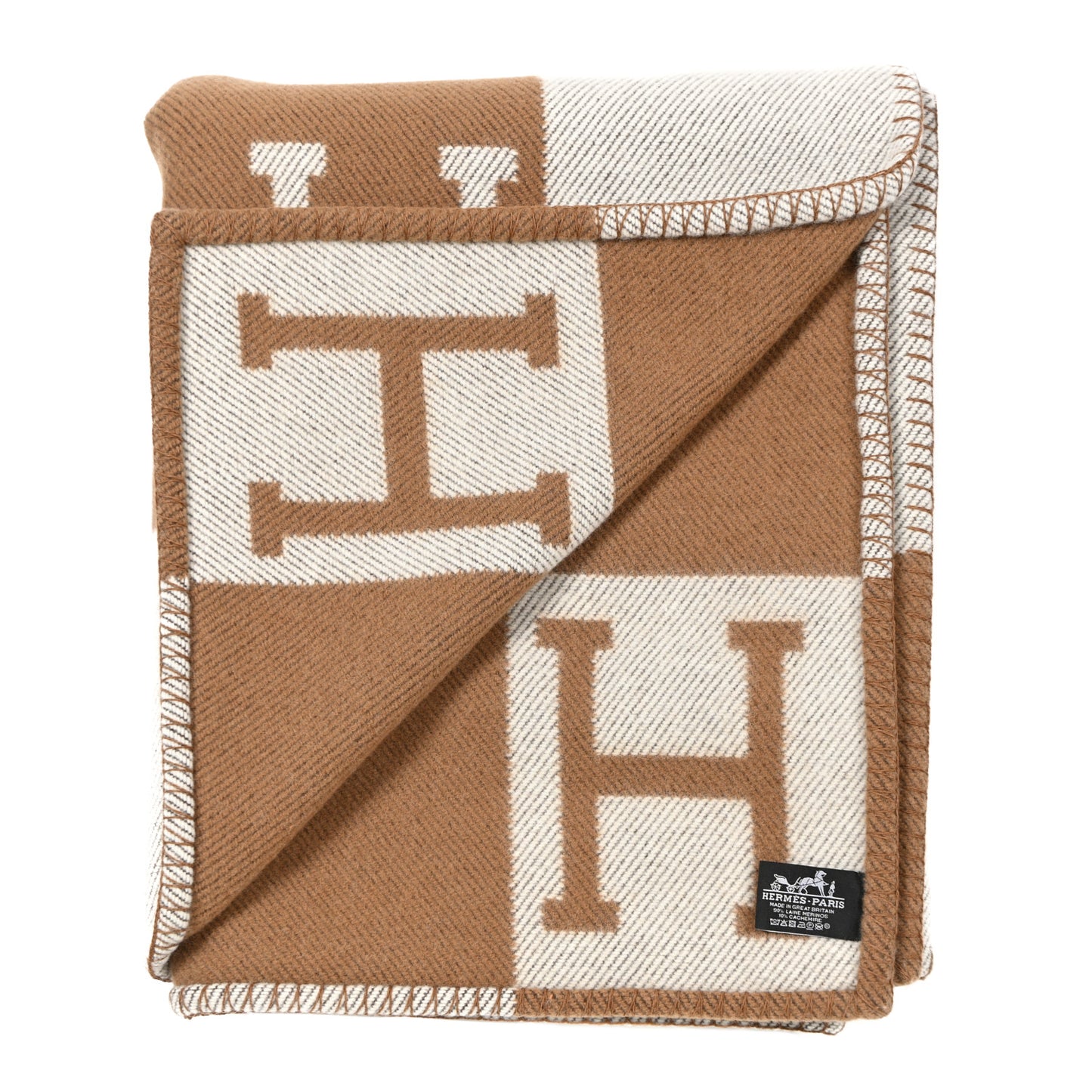 Wool Cashmere Avalon Blanket Ecru Camel