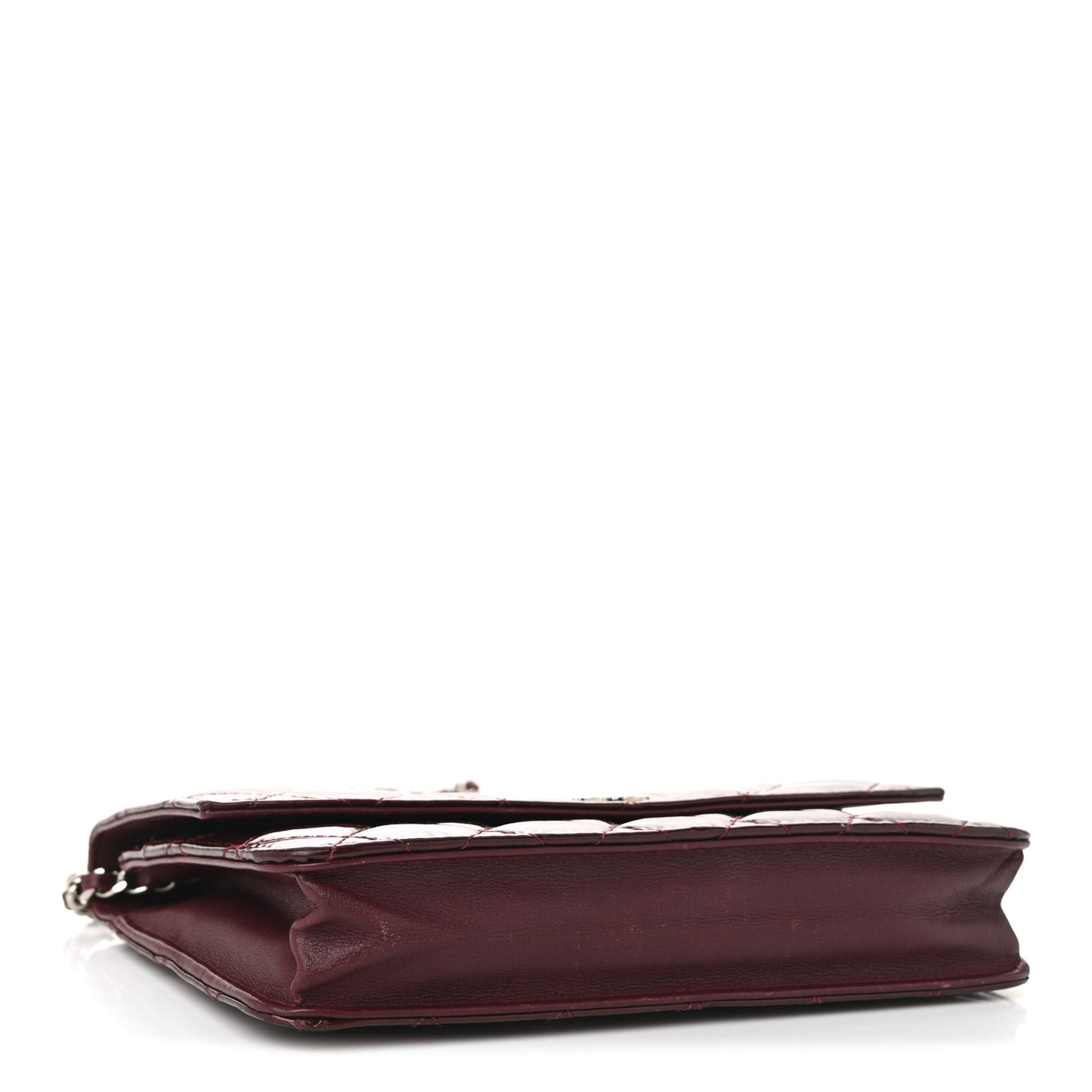 Patent Quilted Brilliant Wallet On Chain WOC Red