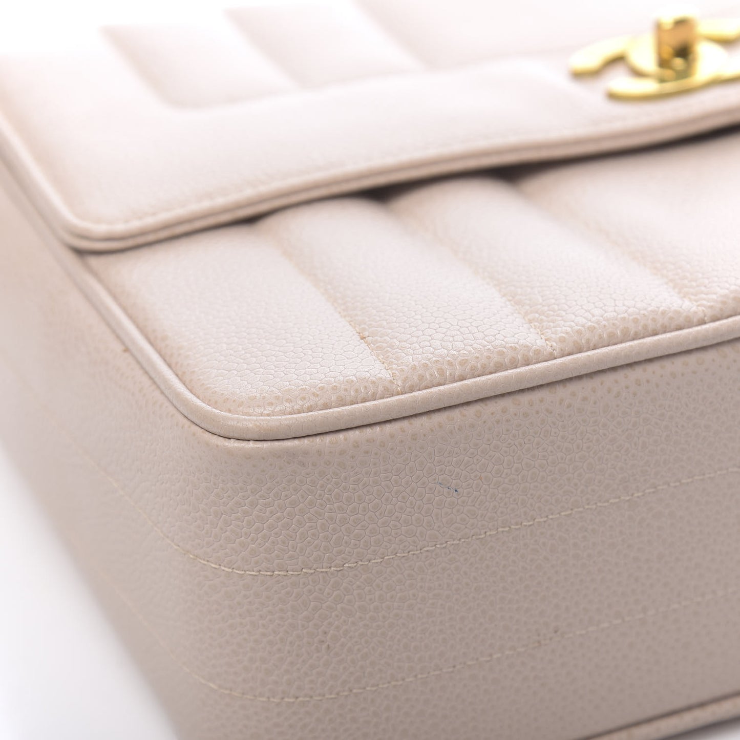 Caviar Vertical Quilted Kelly Flap Bag Light Beige
