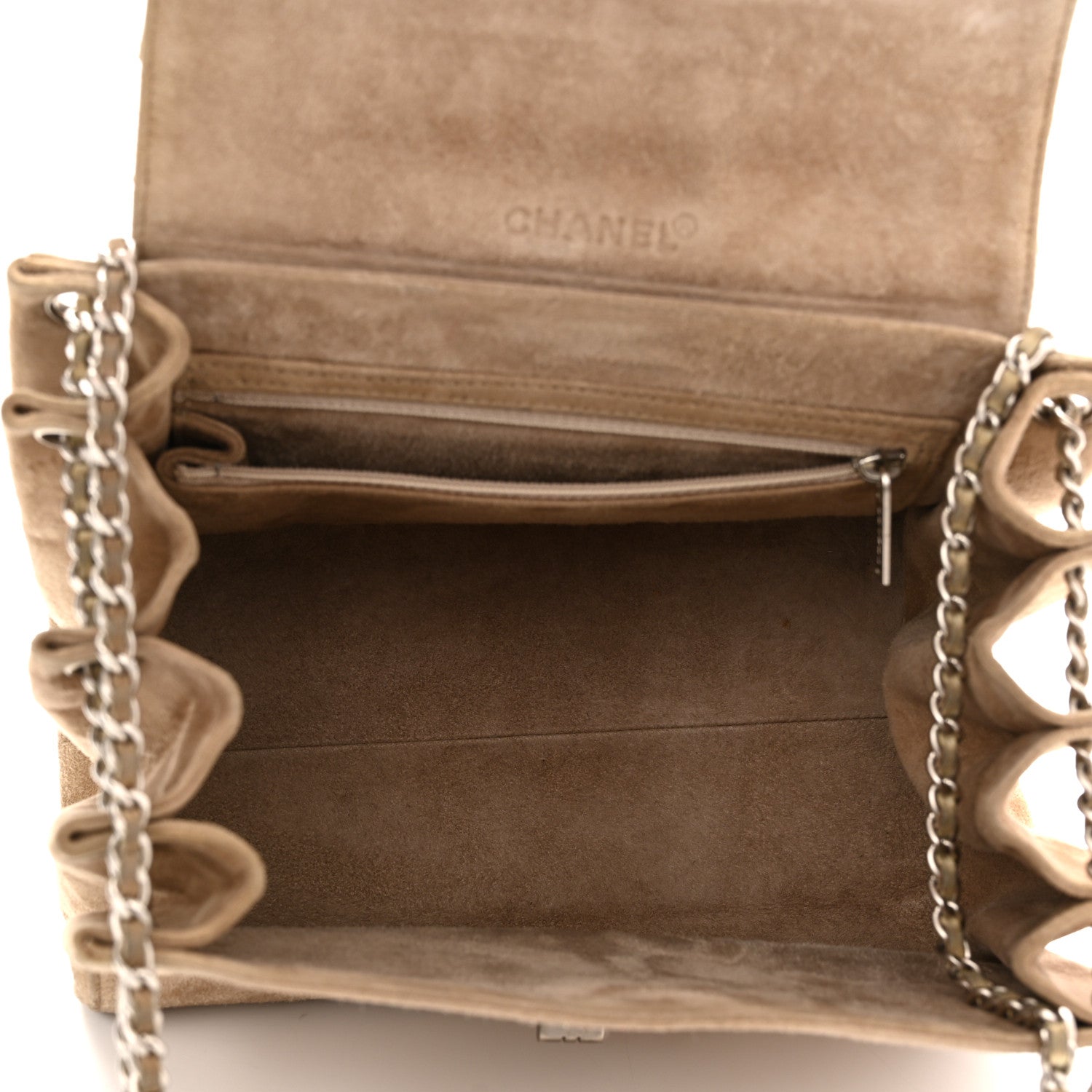 Chanel Suede Patchwork Accordion Mademoiselle Flap Beige 5 of 13