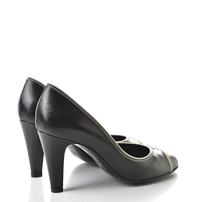 Chanel Lambskin CC Cap Toe Pumps 37 Black White 4 of 13