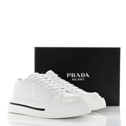Prada Re-Nylon Spazzolato Rubber Triangle Logo Macro Quilted Mens 35mm Platform Sneakers 10 White 9 of 9