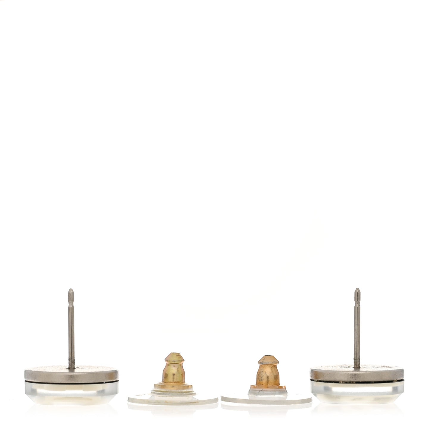 Crystal Coco Flapper Camellia CC Stud Earrings Silver