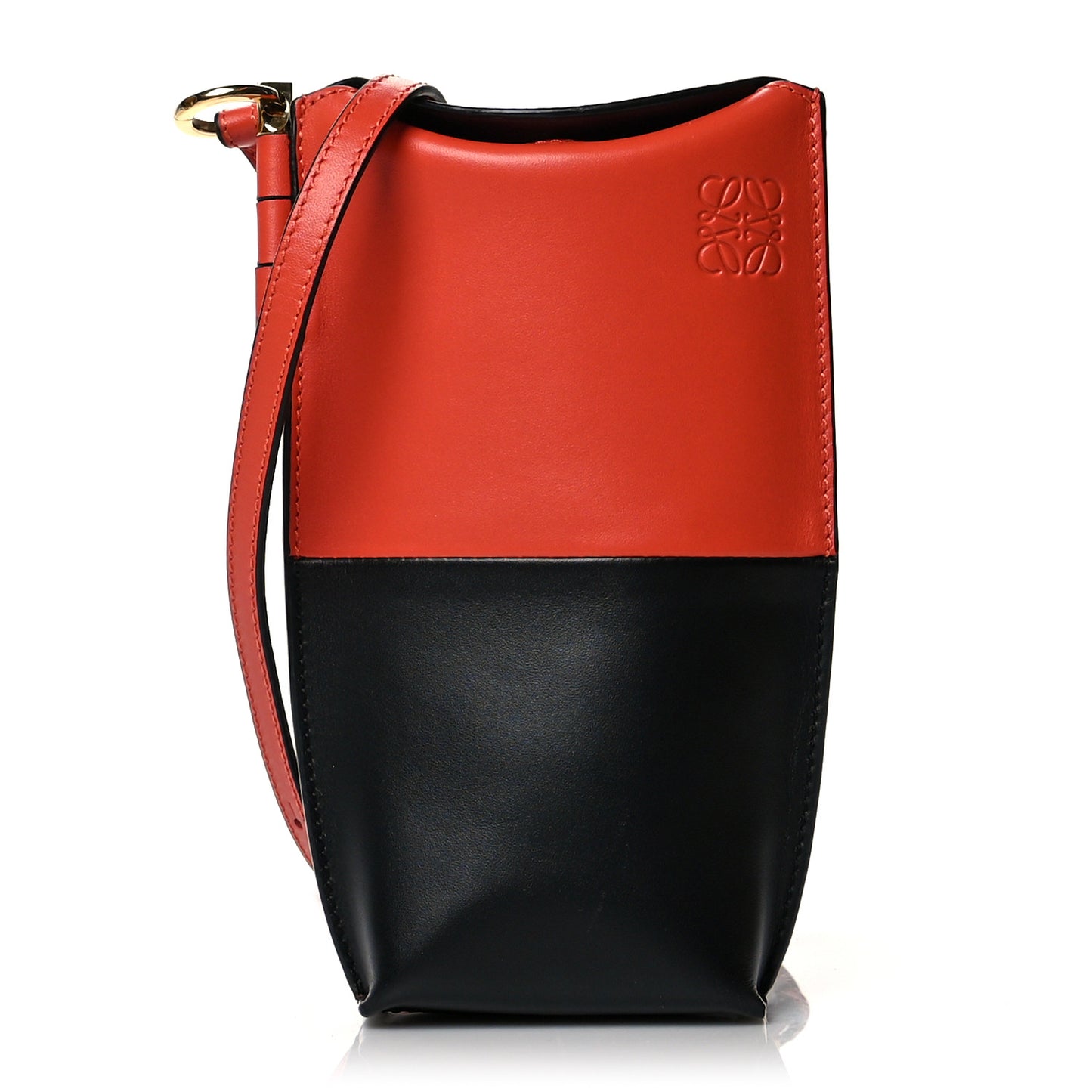 Smooth Calfskin Mini Gate Pocket Black Orange