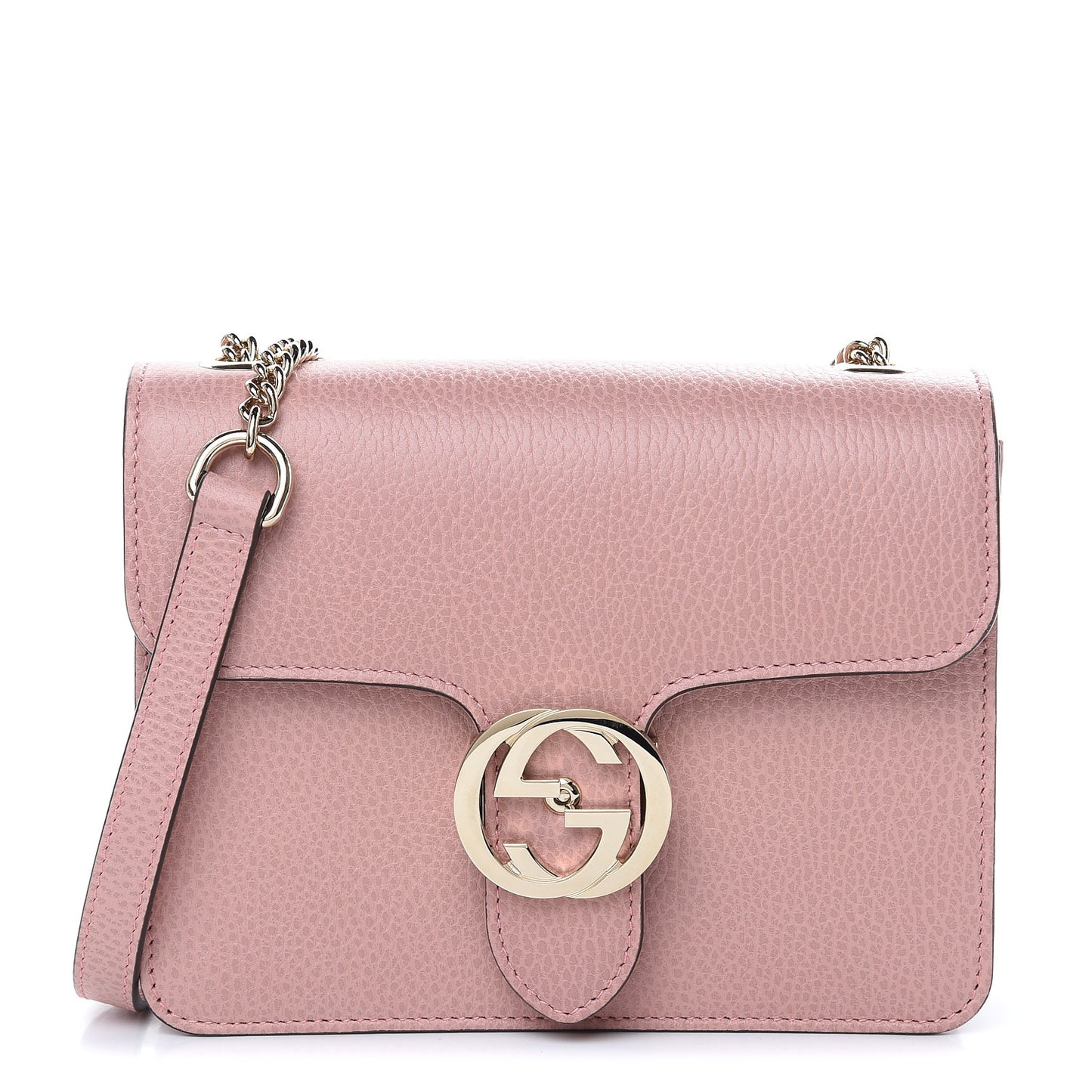 Dollar Calfskin Small Interlocking G Shoulder Bag Soft Pink