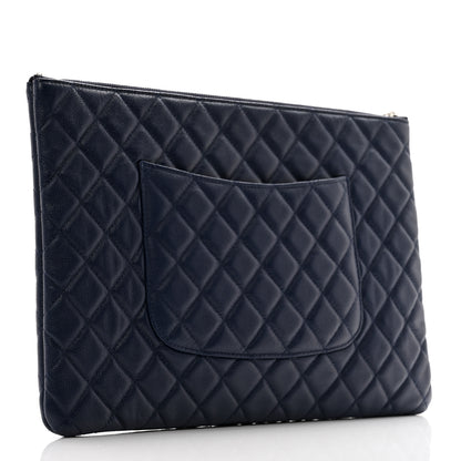 Chanel Caviar Quilted Large Cosmetic Case Navy 3 of 10