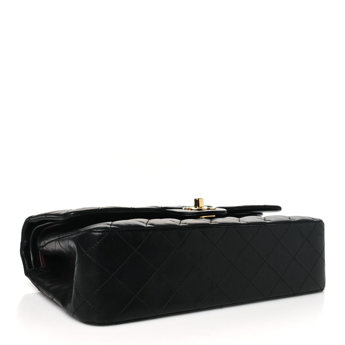 Lambskin Quilted Medium Double Flap Black