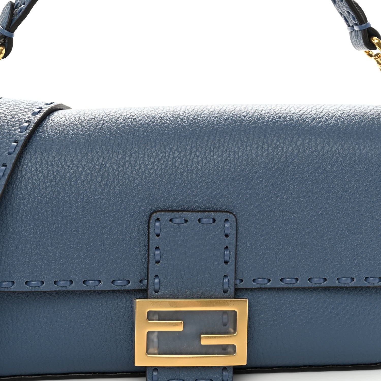 Fendi Cuoio Roma Sellerissima Nappa Sintetica Tape Stitch Baguette Mirto 7 of 9