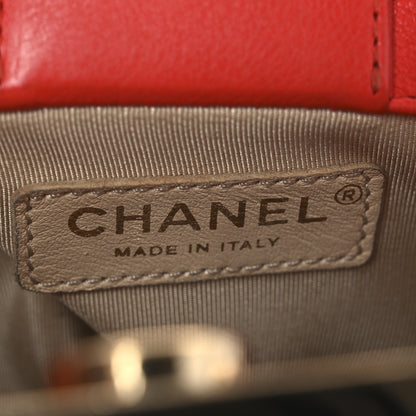 Chanel Grained Calfskin Stitched Mini Label Click Shopper Tote Red 6 of 14