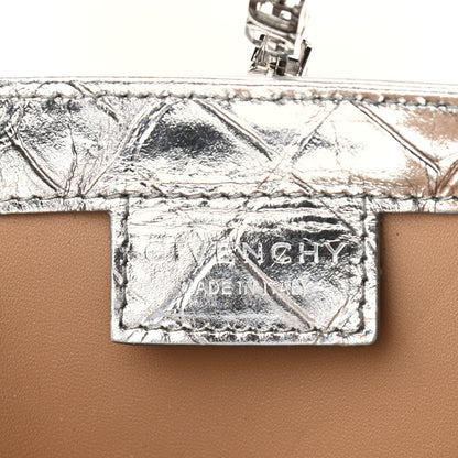 Givenchy Metallic Calfskin Croc Embossed Small Cut Out Shoulder Bag Silver 6 of 11