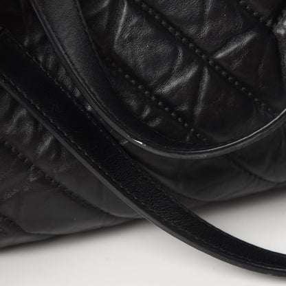 Chanel Aged Calfskin Chevron Quilted Duffle Bag Black 12 of 12