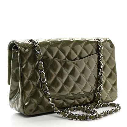 Chanel Striated Patent Quilted Medium Double Flap Green 3 of 11