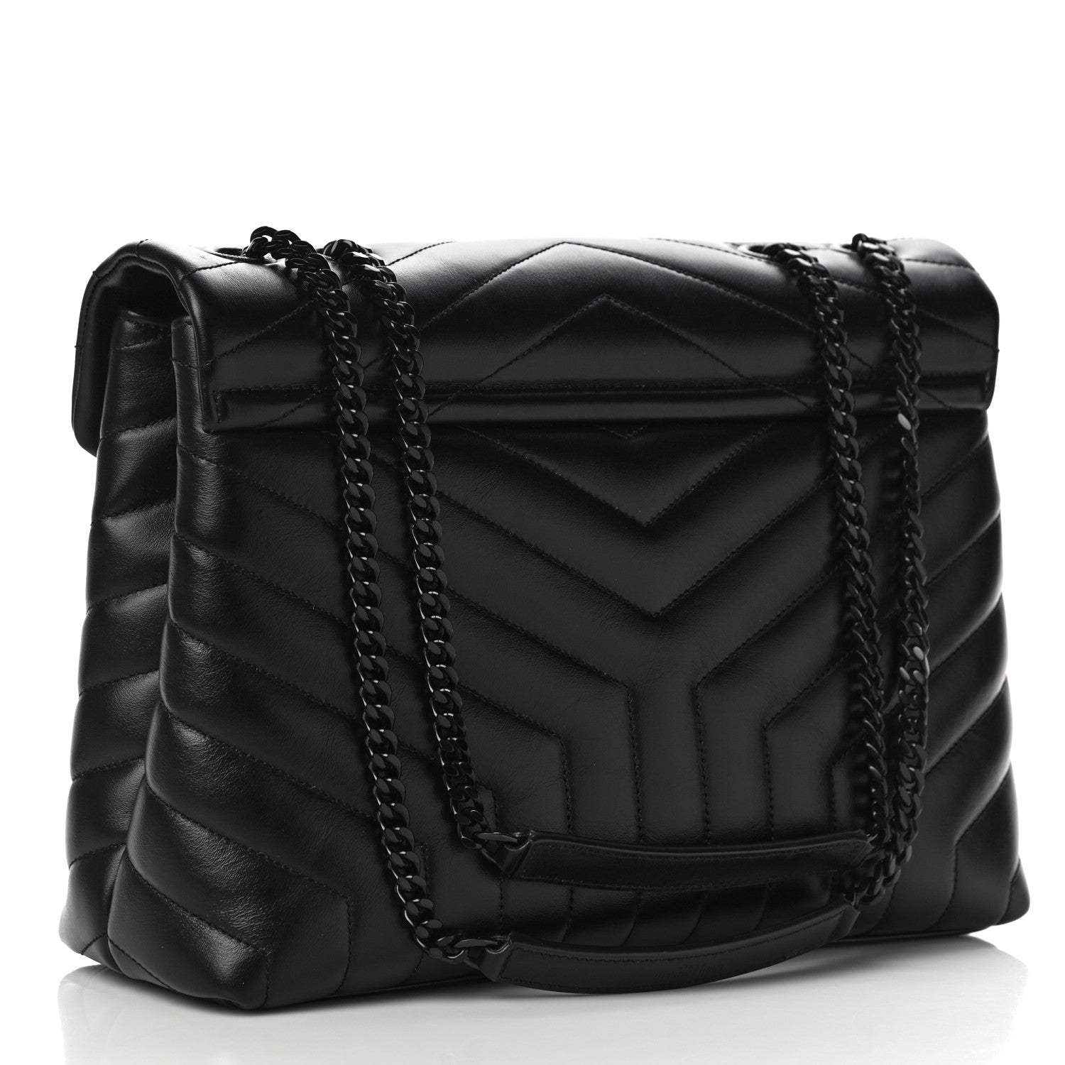 Saint Laurent Calfskin Y Quilted Monogram Medium Loulou Chain Satchel Black 3 of 10