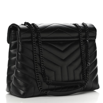 Saint Laurent Calfskin Y Quilted Monogram Medium Loulou Chain Satchel Black 3 of 10